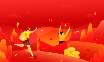 卡通理财红包金融活动概念背景矢量插画