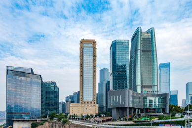 中国重庆城市现代建筑群高楼大厦