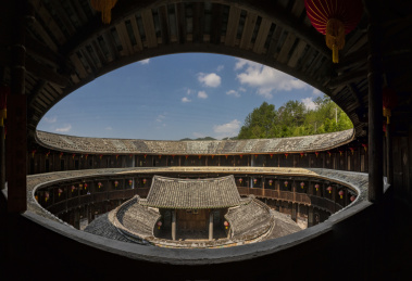 圆形土楼内景全景，中国福建永定