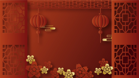 红色金色立体剪纸风中国新年喜庆矢量图背景