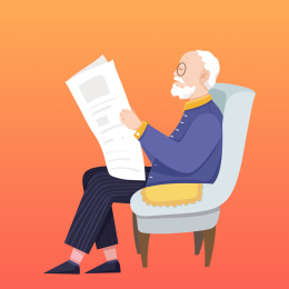 正在看报纸的老爷爷