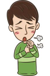 流感咳嗽的男生 卡通