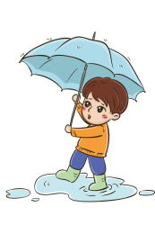 雨中打伞的小孩子
