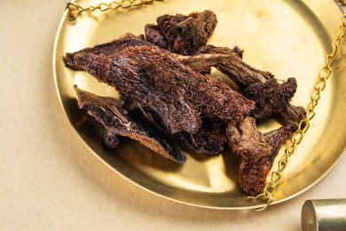 中医中药学概念图/铜秤盘上的中药材骨碎补  