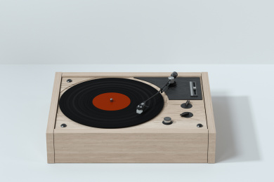 木纹古典黑胶唱片机 三维渲染