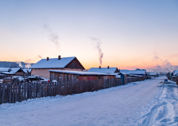 冬季漠河北红村、北极村自然风光