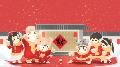迎春节放爆竹新年插画