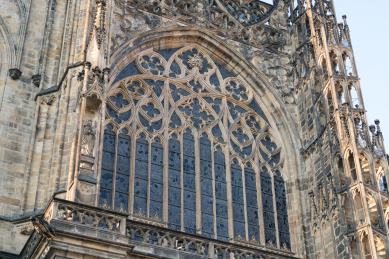 捷克布拉格城堡內著名的圣维特主教座堂建筑细节