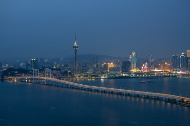 中国澳门城市风光天际线繁华夜景