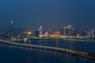 中国澳门城市风光天际线繁华夜景