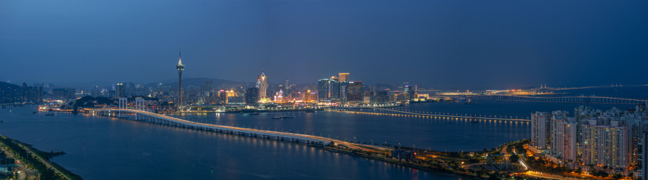 中国澳门城市风光天际线繁华夜景