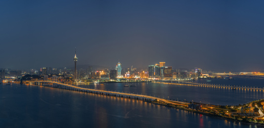 中国澳门城市风光天际线繁华夜景