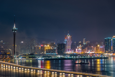 中国澳门城市风光天际线繁华夜景