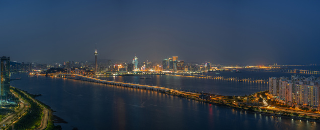 中国澳门城市风光天际线繁华夜景