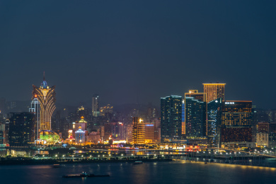中国澳门城市风光天际线繁华夜景