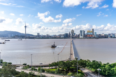 中国澳门城市建筑风光天际线