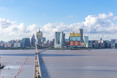 中国澳门城市建筑风光天际线