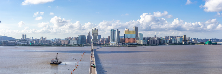 中国澳门城市建筑风光天际线