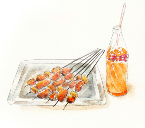 手绘陕西美食烤肉冰峰