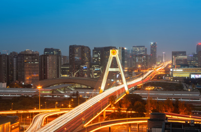 中国四川省成都市天府大道天府立交桥夜景
