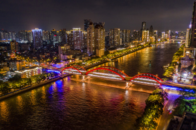 中国广州市越秀区解放桥灯光节夜景
