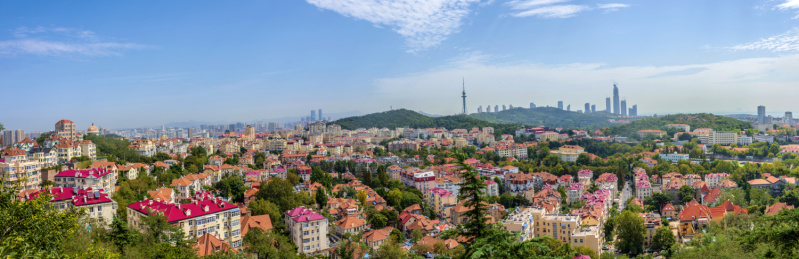 中国山东省青岛市城市全景风光