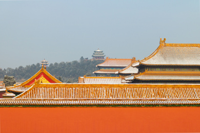 下雪后的中国北京故宫博物院建筑