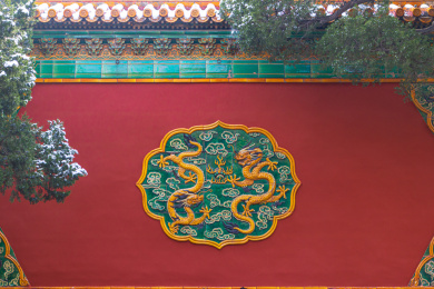 下雪后的中国北京故宫博物院建筑