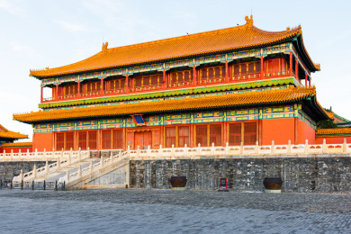 下雪后的中国北京故宫博物院建筑