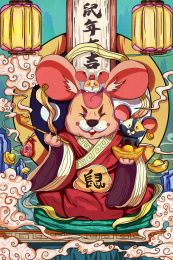 鼠年中国风插画