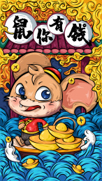 小鼠贺年插画