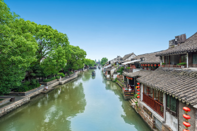 嘉善西塘古镇老建筑临水民居