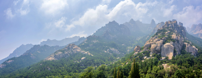 中国山东省青岛市崂山仰口景区全景风光