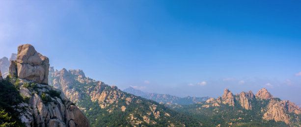 中国山东省青岛市崂山仰口景区全景风光