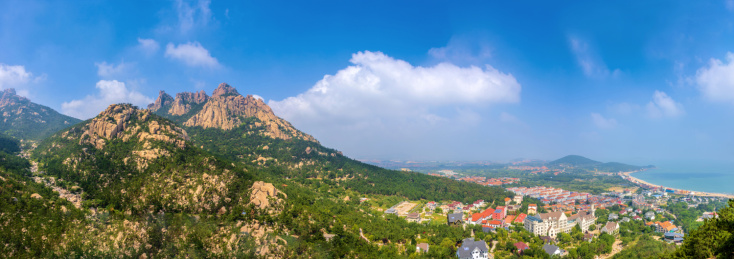 中国山东省青岛市崂山仰口景区全景风光