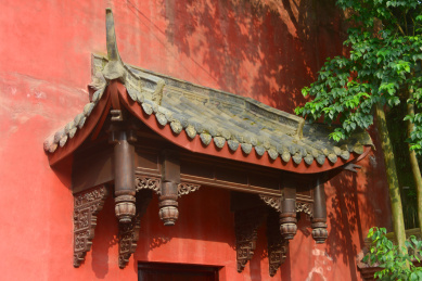 四川成都市石经寺 传统木建筑构件垂花柱 