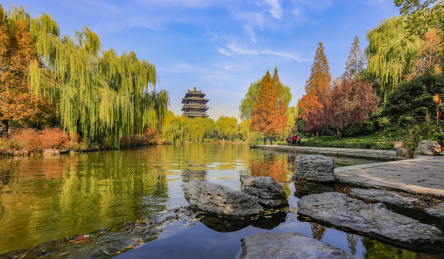 山东省泉城济南大明湖美景