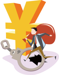 金融诈骗跑路概念插画