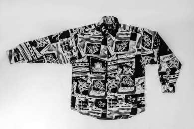 夏季男式黑色图案休闲套装服饰品