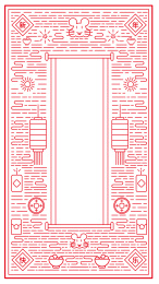 鼠年新年快乐红色矢量线性海报设计元素