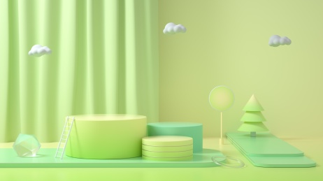 柔色3D风格彩色产品展台创意图
