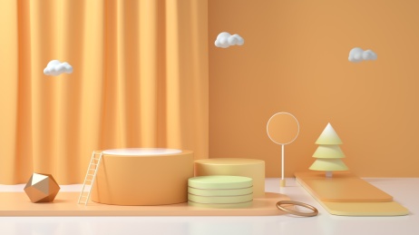 柔色3D风格彩色产品展台创意图