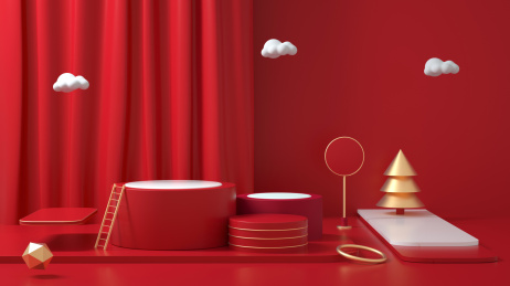 柔色3D风格彩色产品展台创意图