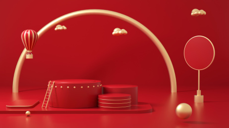 红色3D风格彩色产品展台创意图