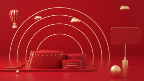 柔色3D风格彩色产品展台创意图