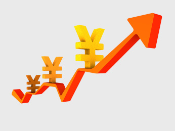 人民币升值3d立体图表插画