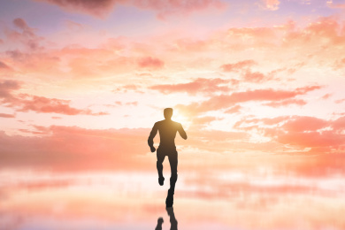 剪影人物跑步概念教育励志正能量希望曙光大自然