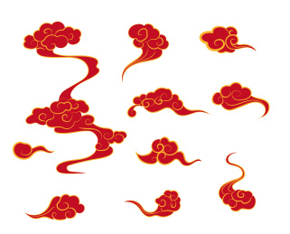 红色中国风云纹 古典云纹