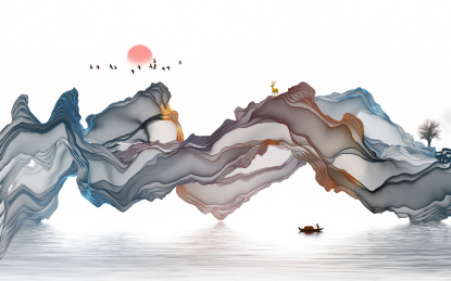 水墨丹青抽象山水装饰画