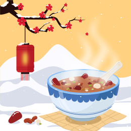 腊八矢量插画新年背景素材设计